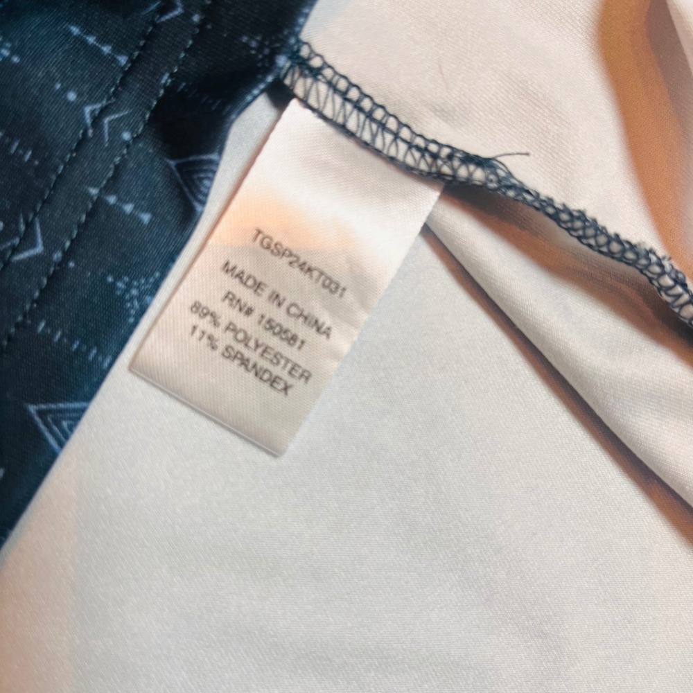 Threadgrit Mens XL Polo Shirt Short Sleeve Geometric Diamond Blue Grey Snap Top - Picture 9 of 10